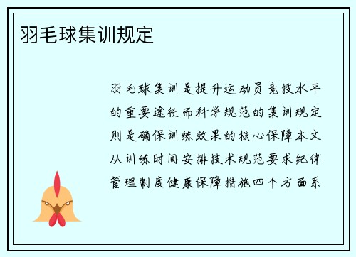 羽毛球集训规定