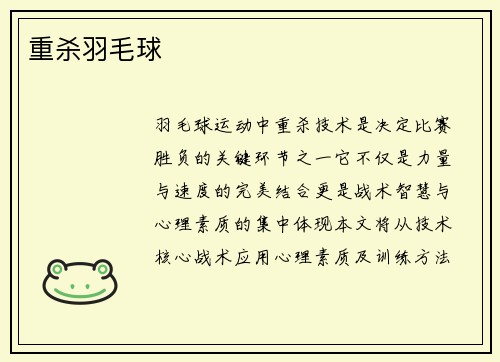重杀羽毛球